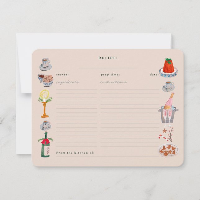 Doodle Christmas Bridal Shower Share A Recipe Invitation (Front)