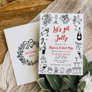Doodle Christmas Cocktail Party Invitation Quirky