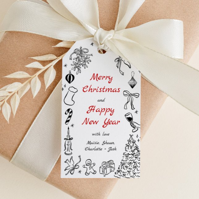 Doodle Christmas Gift Tag Quirky Hand Draw Holiday (Creator Uploaded)