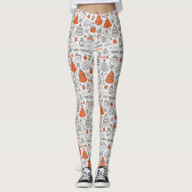 Doodle Christmas Orange Grey Pattern