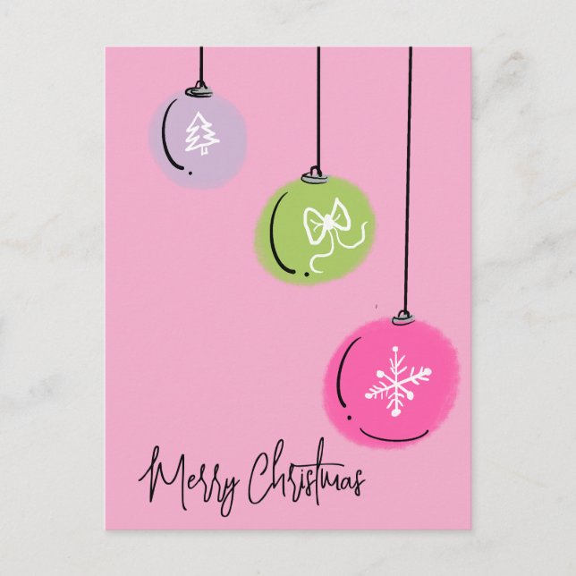 Doodle Christmas Ornaments Postcard (Front)