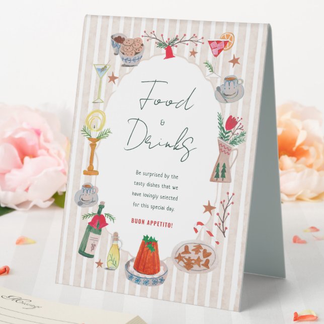 Doodle Christmas Party Food Drinks sign (In SItu (Wedding))