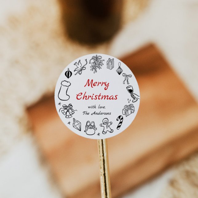 Doodle Christmas Sticker Holiday Label Hand Drawn  (Creator Uploaded)