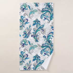 Doodle colourful pastel floral hand draw seamless  bath towel