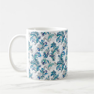 Doodle colourful pastel floral hand draw seamless coffee mug