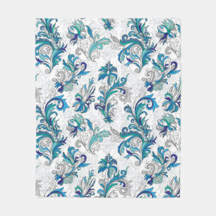 Doodle colourful pastel floral hand draw seamless fleece blanket