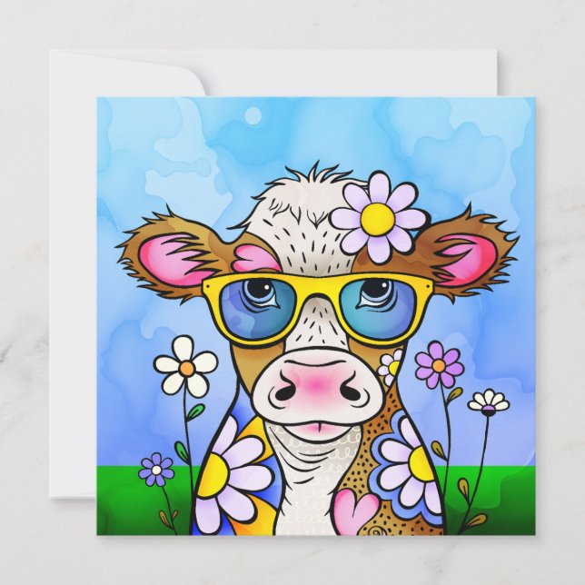 Doodle Cow Portrait Card (Front)