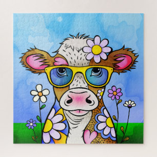Doodle Cow Portrait Jigsaw Puzzle