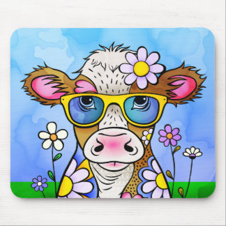Doodle Cow Portrait Mouse Mat