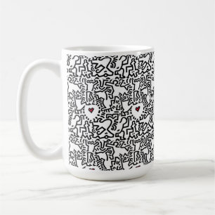doodle Cup with Red Heart – Keith Haring Inspired