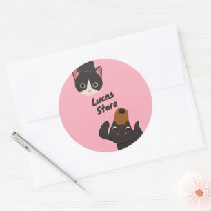 Doodle cute pets classic round sticker