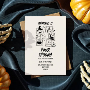 Doodle cute spooky birthday halloween invitation