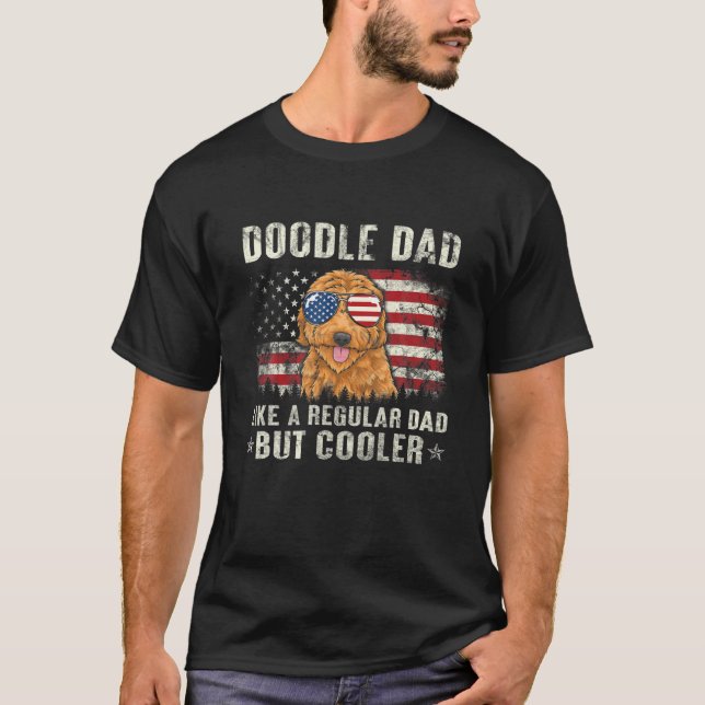 Doodle Dad Goldendoodle American Flag Father's Day T-Shirt (Front)