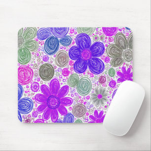 Doodle Daisy Pattern Mouse Mat