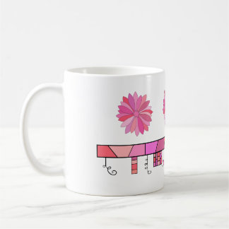 Doodle Design in Shades of Pink with Flowers Coffee Mug