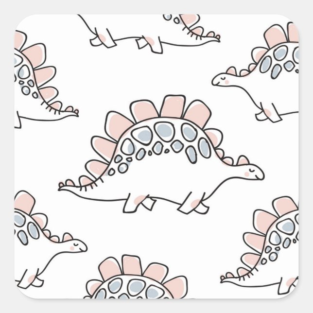 Doodle Dinosaurs: Hand Drawn Fun. Square Sticker (Front)