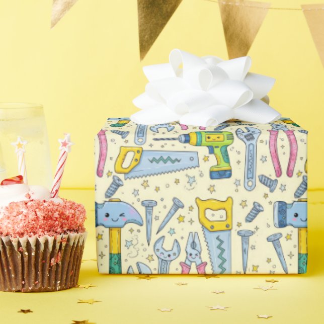 Doodle DIY Tool Collection Wrapping Paper (Birthday Party)