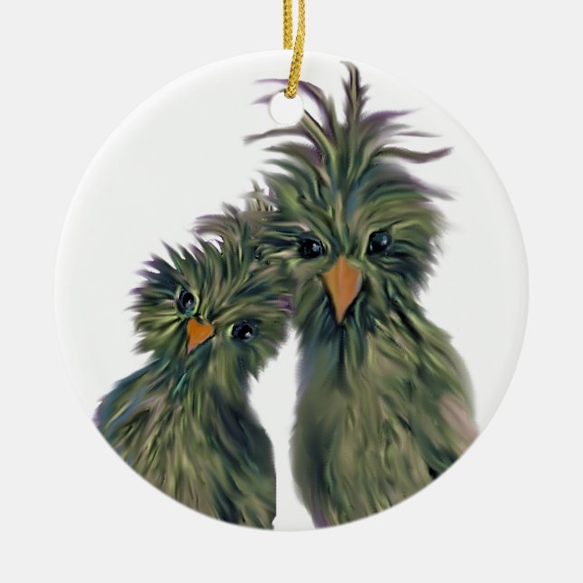 Doodle DODO Love Birds Ceramic Tree Decoration (Front)