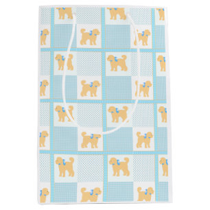  Doodle Dog Blue Yellow Cute Fun  Medium Gift Bag
