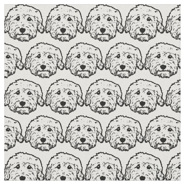 Doodle dog fabric - Goldendoodle, Labradoodle, (Close Up)