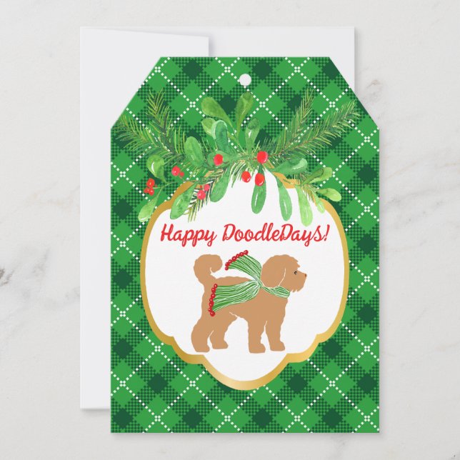 Doodle Dog Green Plaid Holiday (Front)
