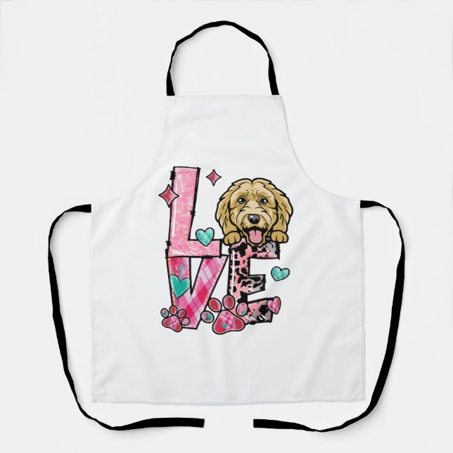 Doodle Dog I Love My Dog Valentines Day Apron (Front)