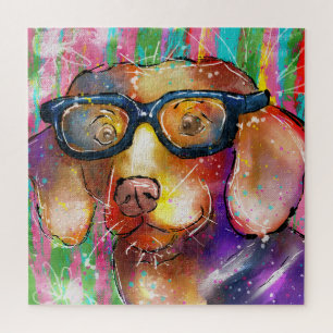 Doodle Dog in Glasses Jigsaw Puzzle