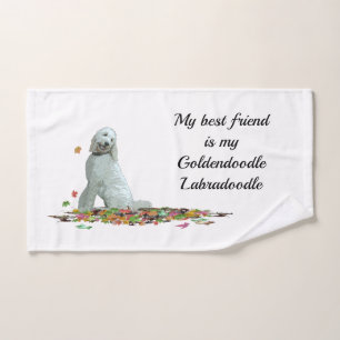 Doodle Dog In Leaves Hand Towel