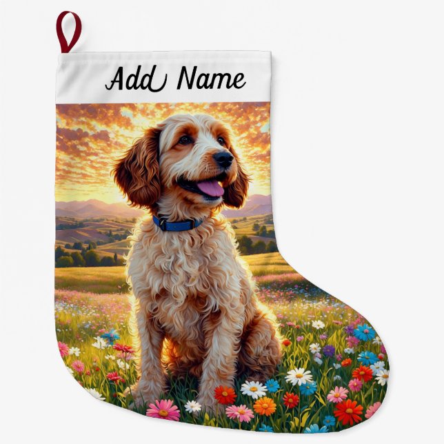 Doodle Dog Large Christmas Stocking (Front)
