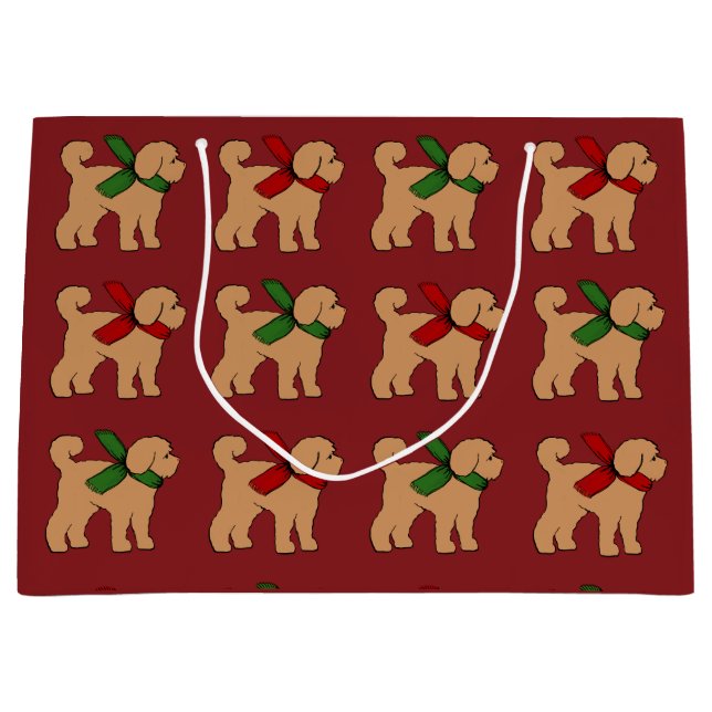 Doodle Dog Puppy Christmas Holiday Large Gift Bag (Front)