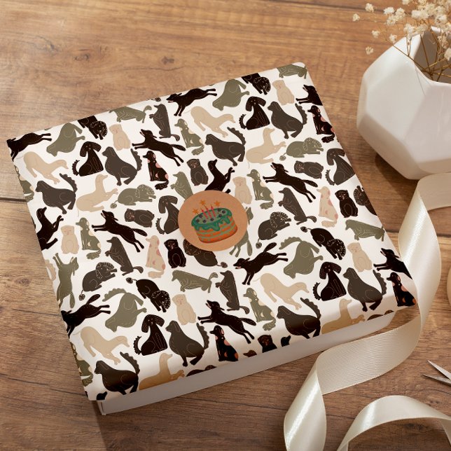 Doodle dog silhouette colourful seamless pattern wrapping paper (Creator Uploaded)