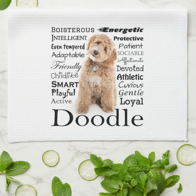 Doodle Dog Traits Tea Towel (Folded)
