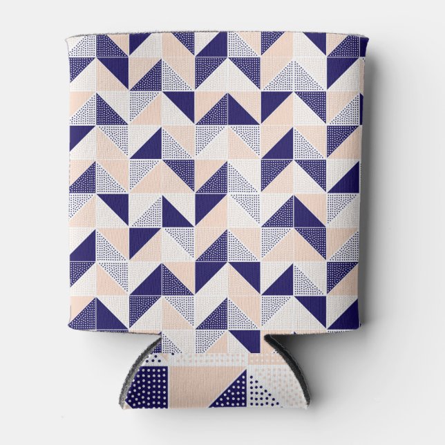 Doodle dots tiles, herringbone pattern. can cooler (Front)
