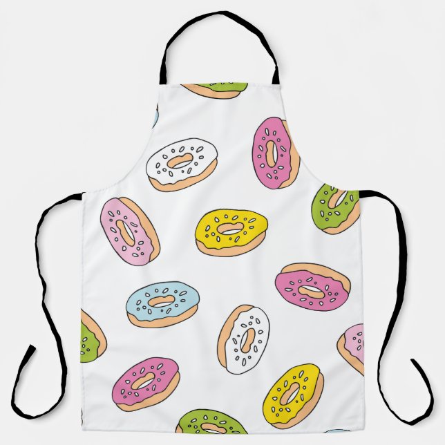 Doodle doughnuts pattern, seamless design. apron (Front)