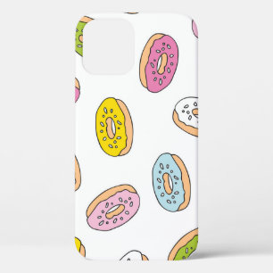 Doodle doughnuts pattern, seamless design. iPhone 12 case