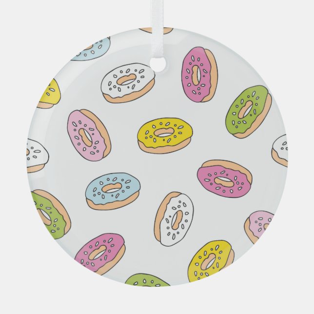 Doodle doughnuts pattern, seamless design. glass tree decoration (Front)