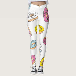 Doodle doughnuts pattern, seamless design. leggings