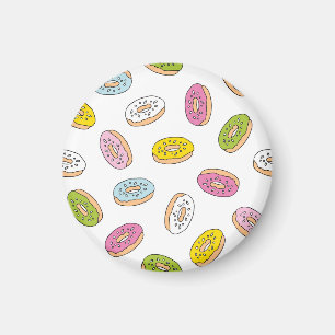 Doodle doughnuts pattern, seamless design. magnet