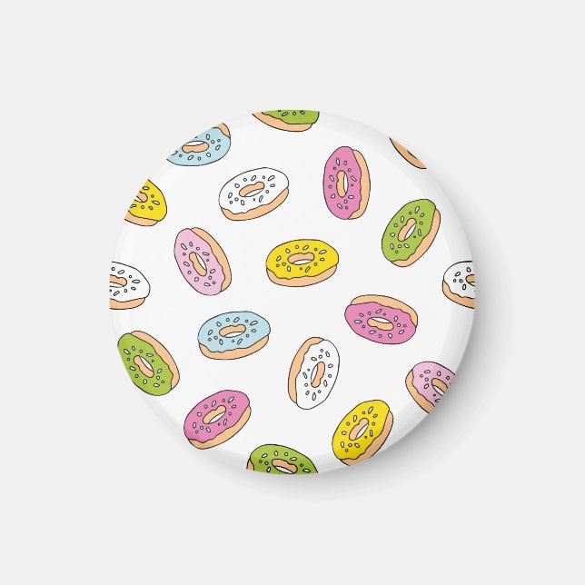 Doodle doughnuts pattern, seamless design. magnet (Front)