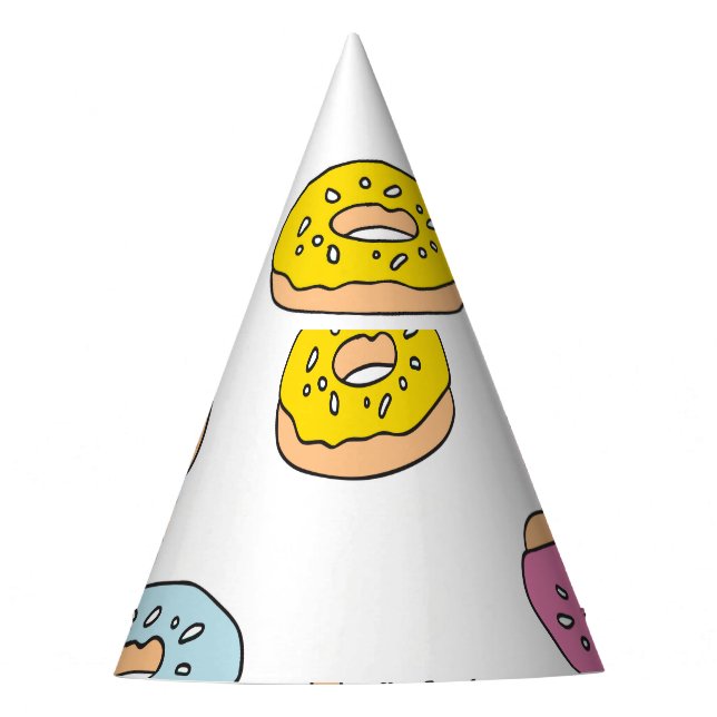 Doodle doughnuts pattern, seamless design. party hat (Front)