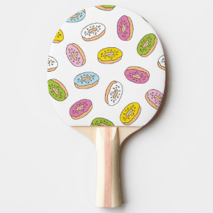Doodle doughnuts pattern, seamless design. ping pong paddle