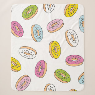 Doodle doughnuts pattern, seamless design. sherpa blanket