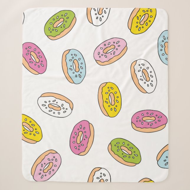 Doodle doughnuts pattern, seamless design. sherpa blanket (Front)