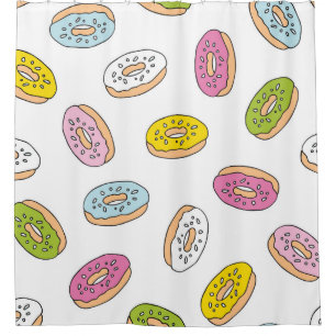Doodle doughnuts pattern, seamless design. shower curtain