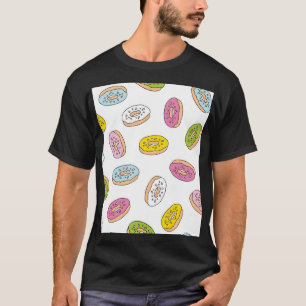 Doodle doughnuts pattern, seamless design. T-Shirt