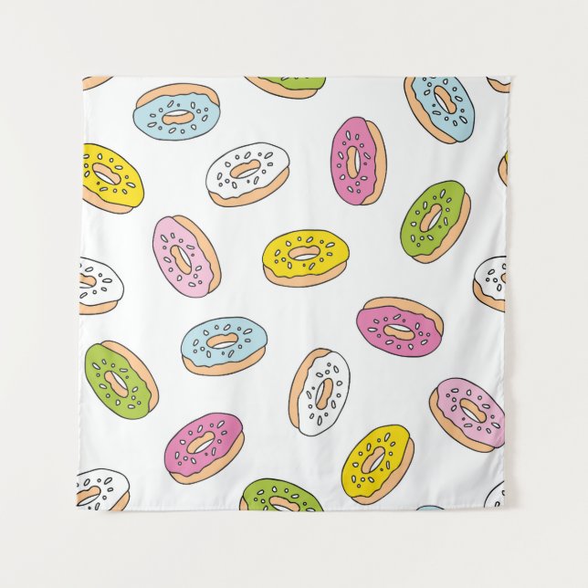 Doodle doughnuts pattern, seamless design. tapestry (Front)
