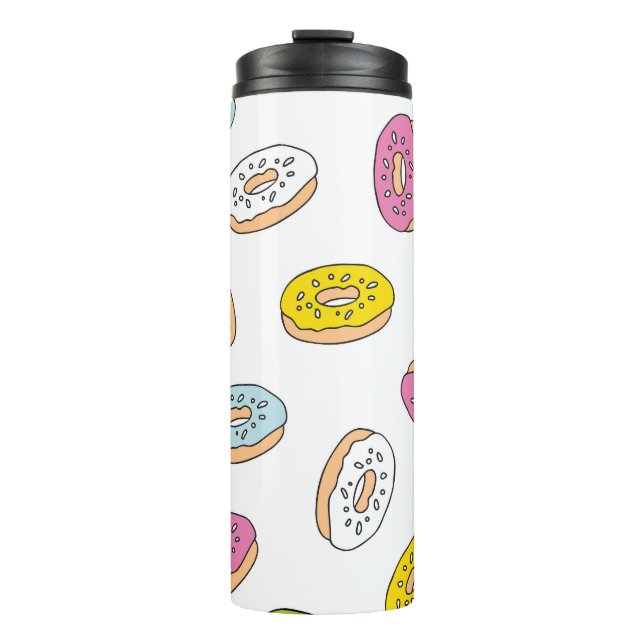 Doodle doughnuts pattern, seamless design. thermal tumbler (Front)