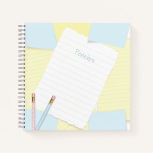 Doodle Draw Notes Blue Yellow Notebook