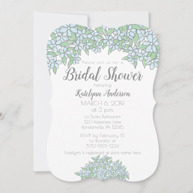 Doodle Drawing Forget Me Not Wedding Invitation (Front)