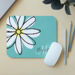 Doodle Drawn Daisy White Pink Monogram Cute Mouse Mat<br><div class="desc">This design was created though digital art. It may be personalised in the area provided or customising by choosing the click to customise further option and changing the name, initials or words. You may also change the text colour and style or delete the text for an image only design. Contact...</div>
